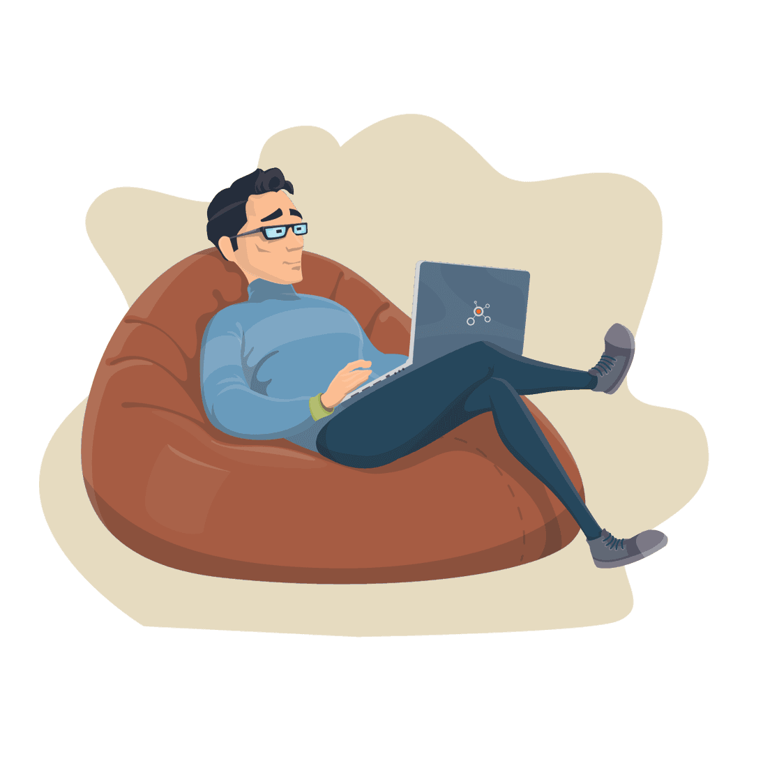 An illustration of a developer at a laptop learning by doing.